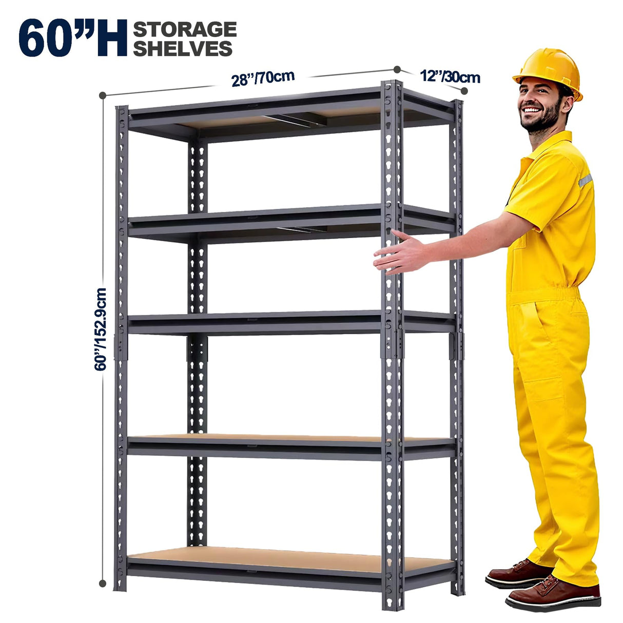 ZEUKMXOO Garage Shelving, 2400 LBS Metal Storage Shelves, 12" x 28'' x 60'' Heavy Duty Shelf, Adjustable Shelving Rack, Standing Shelf Units, Shelves for Garage Storage ZEUKMXOO