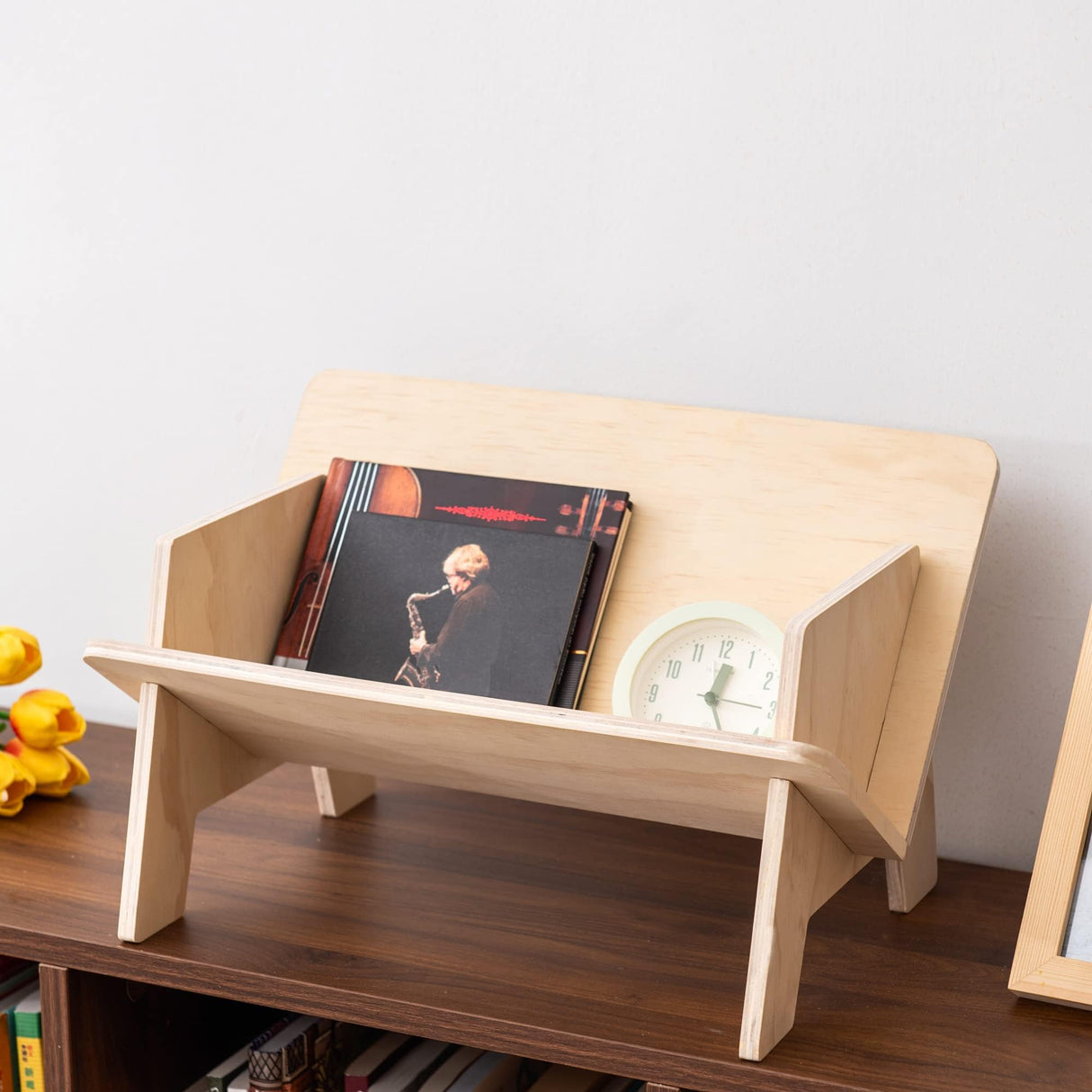 Eiyye Wooden Tilted Tabletop Bookshelf， Kids Bookcase， Rustic Desktop Storage Organizer Display Bookshelf， Wooden Tabletop Tilted Bookcases for Books， CDs Eiyye