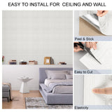 Ceiling Tiles, Ceiling Tiles Peel and Stick Foam, 32 Pcs, Covered 42 Sq.Ft, 3D Wall Panels Peel and Stick, Easy to Install and Cut for Ceiling and Interior Wall Decor, Plain White（13.8 x 13.8 inch） Dureidos