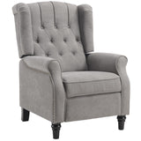 EBELLO Pushback Recliner Chair, Fabric Armchair Push Back Recliner with Rivet Decoration, Mid Century Wingback Accent Chair for Living Room, Bedroom, Grey EBELLO