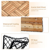 Rovibek 10PCS Deck Tiles, 12" x 12" Interlocking Deck Tiles Outdoor Waterproof, Acacia Wood Outdoor Deck Tiles All Weather for Balcony Poolside Backyard Outdoor Patio Flooring, Striped Yellow Rovibek