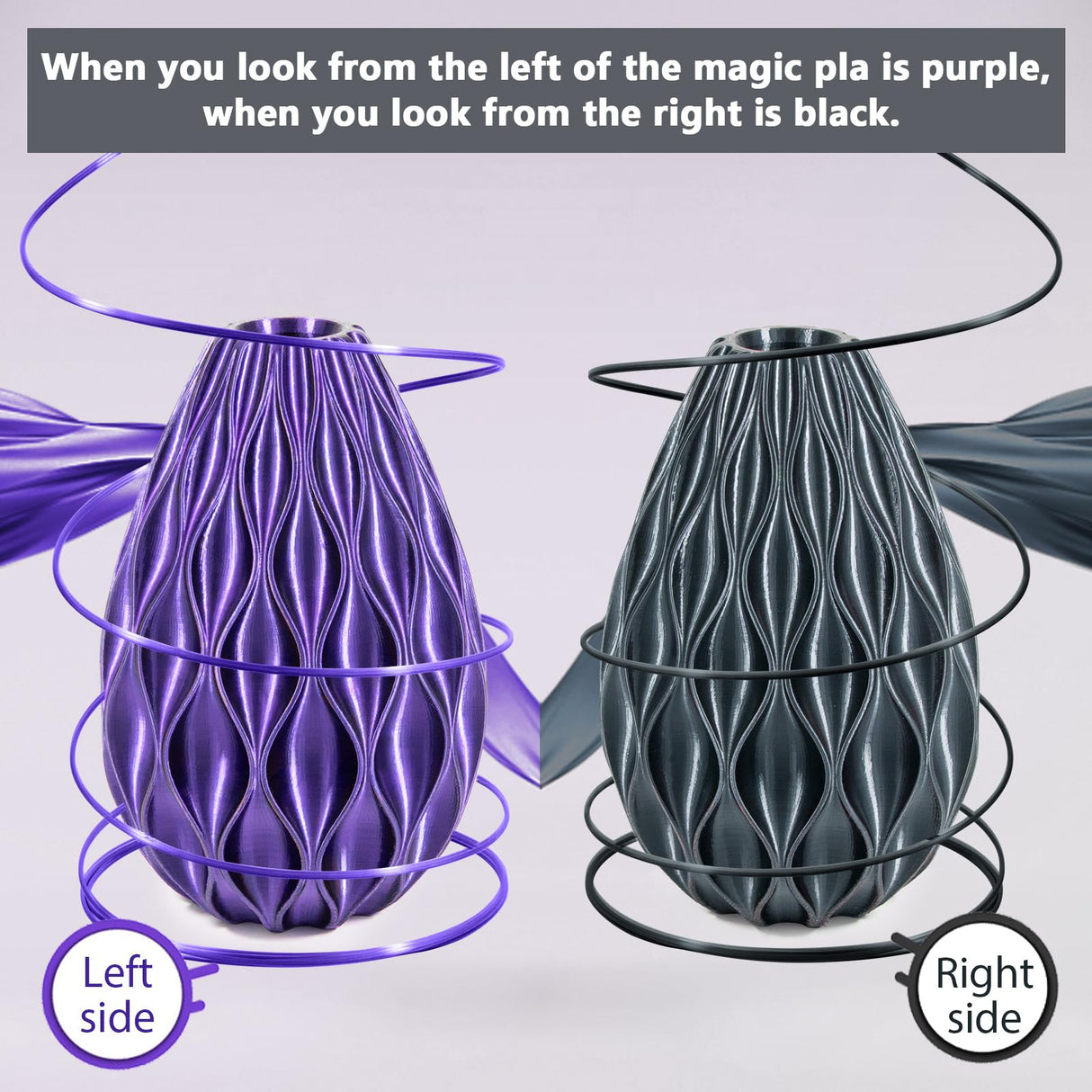 iSANMATE 3D Printer Filament, PLA Filament 1.75mm Dual Color Filament, Shiny Silk PLA Coextruded Filament, 3D Printing Filament Magic PLA, 1 kg/Spool (Black+Purple) iSANMATE