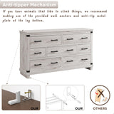 Farmhouse 7 Drawers Dresser for Bedroom, Wood Large Chest of Drawers with Thick Plank Styling, Rustic Closet Dresser for Bedroom, Living Room, Antique Brush White RedLemon