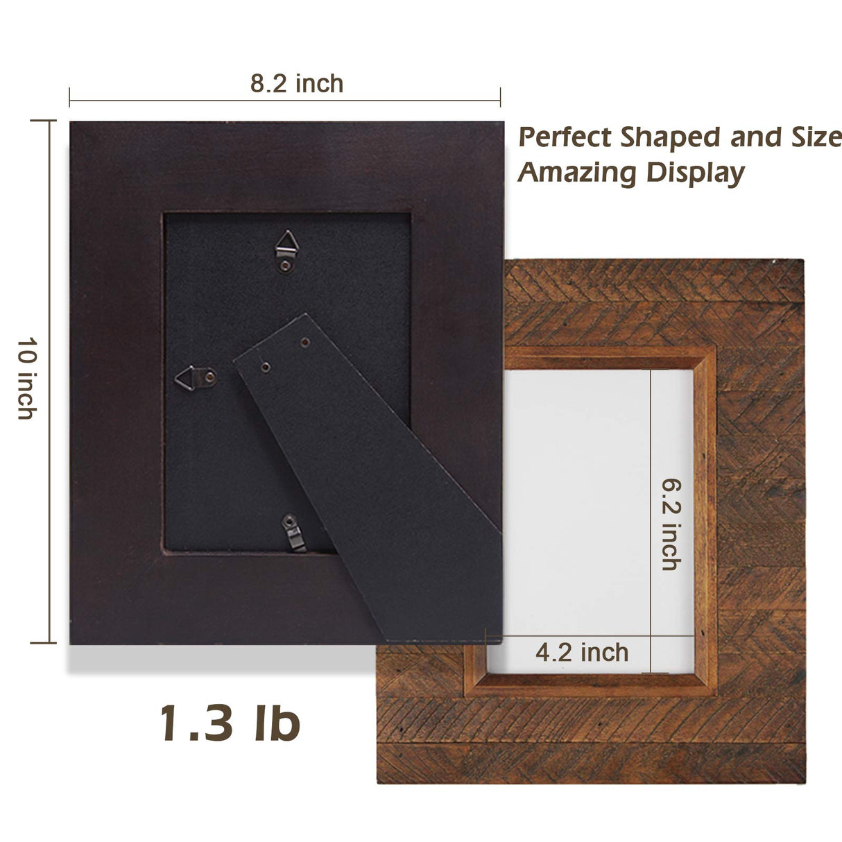 Eosglac Wooden 5x7 inch Picture Frame, Wood Plank Design with Rustic Brown Finish, Wall Mounting or Tabletop Display, Handmade Photo Frame Eosglac