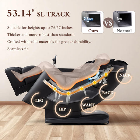 4D Massage Chair, Full Body Massage Chair, Zero Gravity Recliner w/Intelligent Voice Control, 53.14" SL Track, Electric Calfrest Extension, 12 Auto Modes, USB Type-C, Bluetooth Speaker, TFT Screen Mazzup