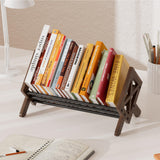 ART-GIFTREE Desktop Bookshelf Organizer, Wood Office Tabletop Book Storage Rack, Tilting Bookcase for Books/CDs/Magazine Display (Black) ART-GIFTREE