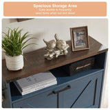 Barnyatoh Shoe Storage Cabinet,Farmhouse Shoe Organizer with 2 Flip Drawers & Barn Door Design,Freestanding Hidden Slim Narrow Shoe Rack Cabinet with Open Storage for Entryway, Foyer,Hallway,Blue Barnyatoh