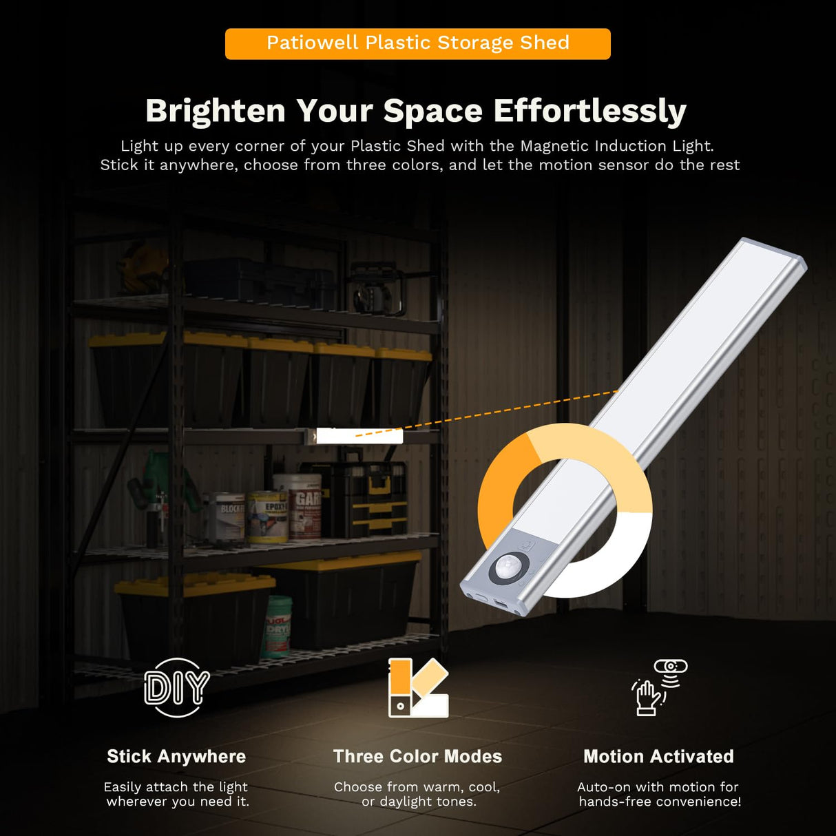 Patiowell 8 x 6 FT Resin Outdoor Storage Shed with Floor, Large Shed with Light and Lockable Door for Garden, Backyard, Tool Storage Use, Easy to Install in Beige (Kick-it Shed) Patiowell