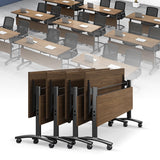 5.3FT Folding Conference Table with Lockable Wheels-Mobile Foldable Meeting Table Conference Room Table for Office Home Classroom Seminar Rooms-Durable,Space-Saving Design,Seats 2-10 People (6PACK) rzoizwko