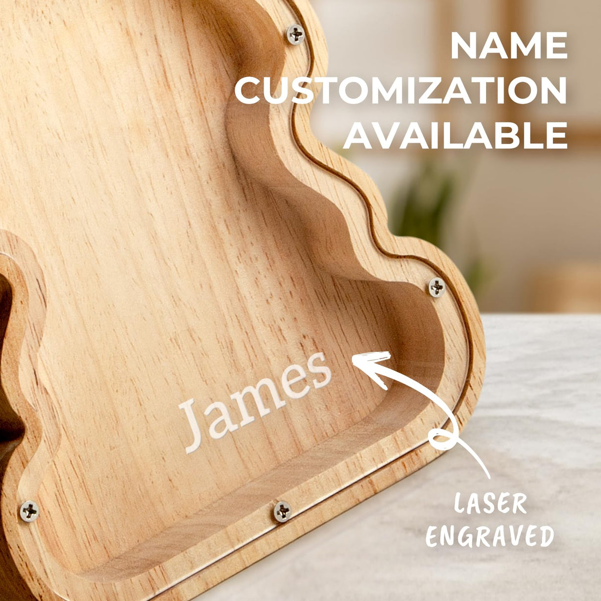 Customizedbee Bunny Piggy Bank for Kids, Personalized Wooden Money Box, Easter Gifts for Kids, Birthday Presents Piggy Bank Toy, Bedroom Decor Money Holder Encourages Early Saving Customizedbee