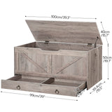 HOOBRO Storage Chest, 39.3" Toy Chest with Drawer, Wooden Storage Bench, Sturdy Entryway Bench Supports 220 lb, Shoe Bench, Safety Hinge, U-Shaped Opening, Easy Assembly, Greige BG710CW01G1 HOOBRO
