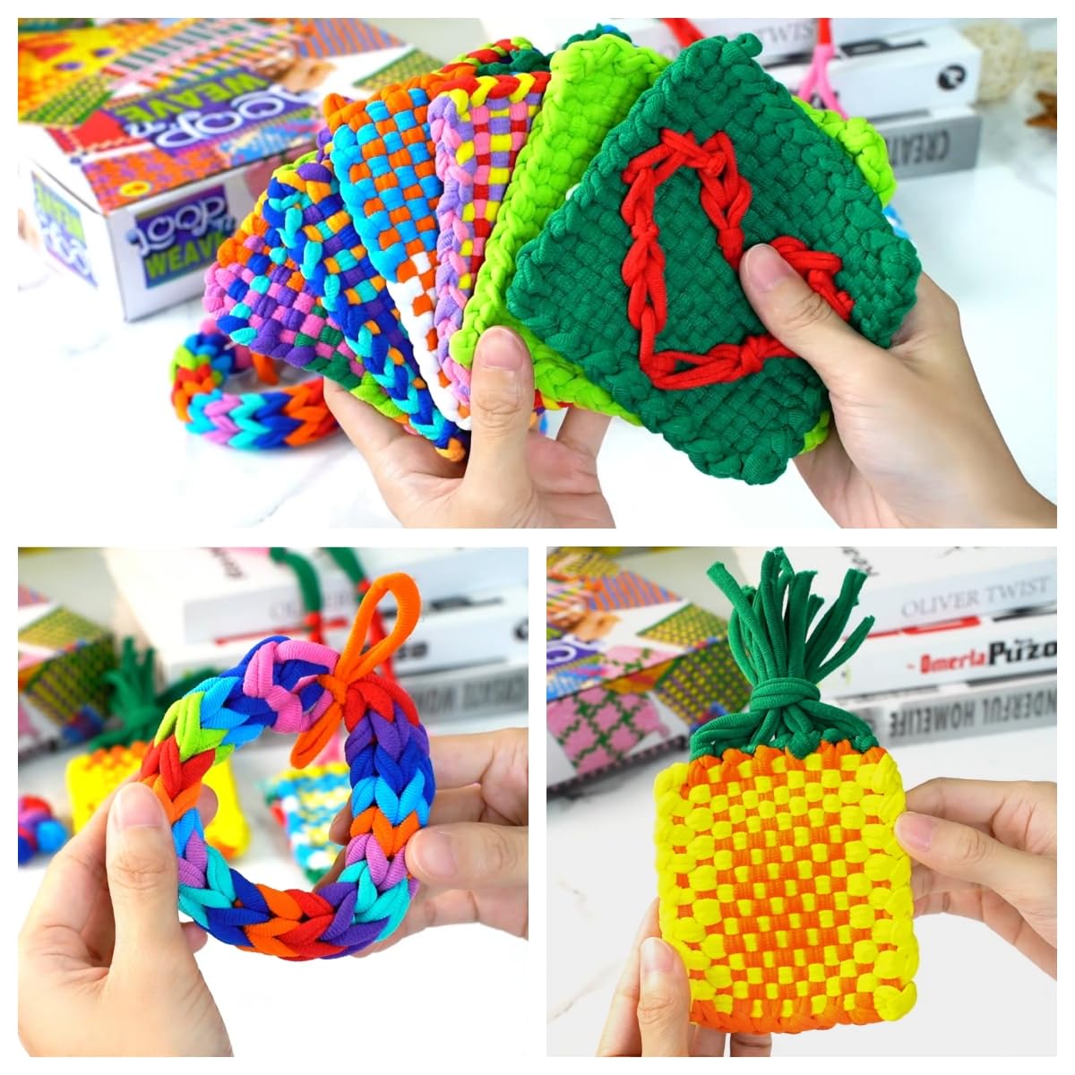 Disracker Weaving Loom Kit Crafts, Arts and Crafts for Kids and Adults, Ideal Gifts for Girls Ages 5 6 7 8-12 14, Potholder Knitting Loom Kit Disracker