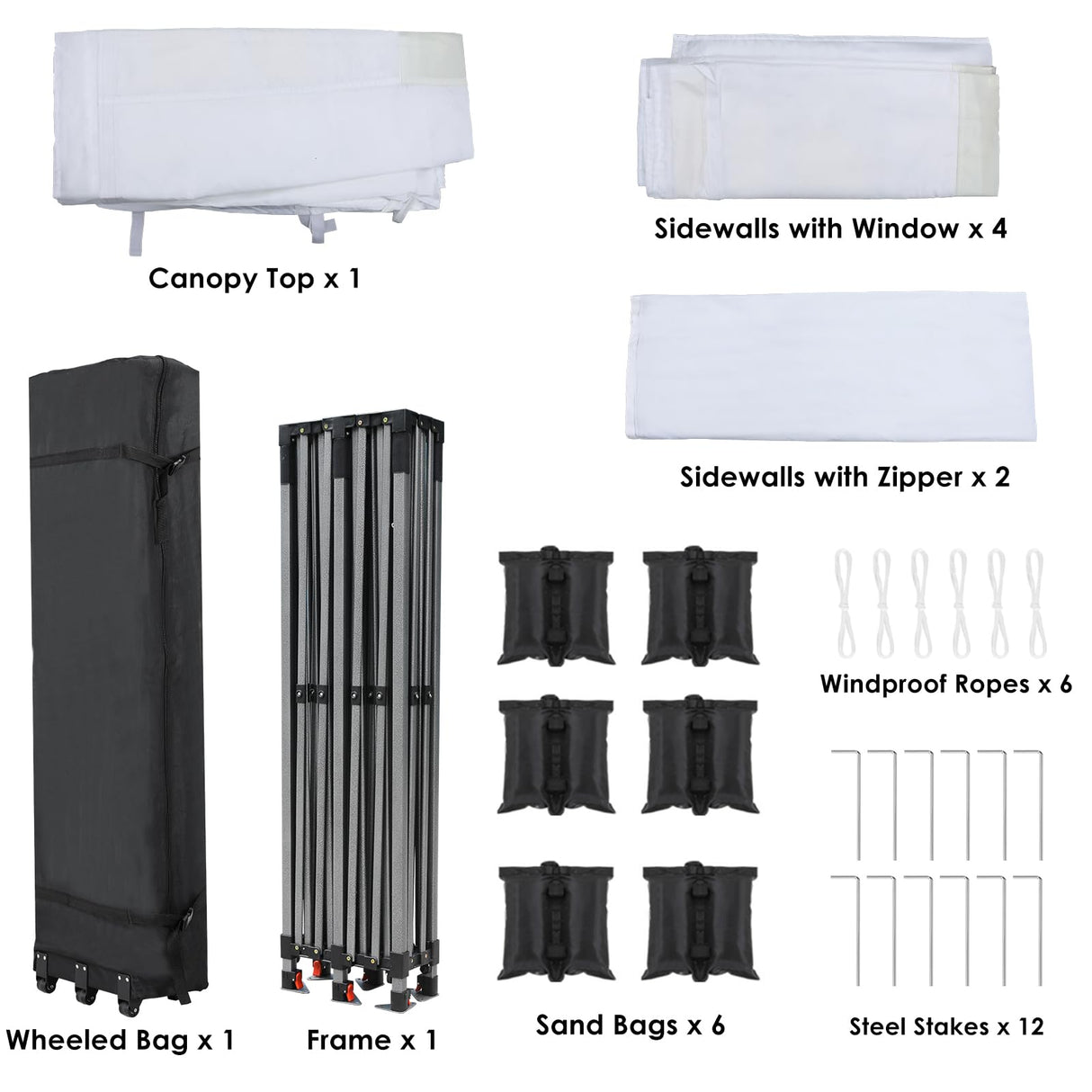 MAMIZO 10x20ft Pop up Canopy Tent w/6 Sidewalls, Heavy Duty Wedding Party Tent, Height Adjustable Large Commercial Gazebo, Instant Sun Protection Shelter W/Upgraded 3 Raised Roofs, Wheeled Bag (White) MAMIZO