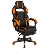 Flash Furniture X40 Gaming Chair Racing Ergonomic Computer Chair with Fully Reclining Back/Arms, Slide-Out Footrest, Massaging Lumbar - Black/Orange Flash Furniture