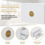 Floating Nightstands Set of 2 with LED Light Strip, and 2 Drawers – Modern Wall-Mounted Wooden Bedside Tables for Bedroom iyrany