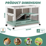 Gowoodhut Indoor Rabbit Hutch - 36''L Outdoor Wooden Bunny Hutch with Wheels Rabbit Cage Guinea Pig Cages Removable Pull Out Tray, Ramp, Hideout, Small Animals Pet House Hamster Ferret for Bunny Cage Gowoodhut