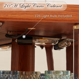 KavlSean 70" H Lighted Glass Display Cabinet, Corner Curio Cabinet with 5 Shelves and Tempered Glass Door, Light Bulb Included, Rack for Living Room (Dark Oak) KavlSean