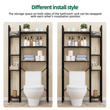 OTK Over The Toilet Storage with 7-Tier Bathroom Organizer Shelf, Freestanding Space Saver with Hooks & Adjustable Feet, Storage Rack for Bathroom, Restroom, Laundry, Black OTK