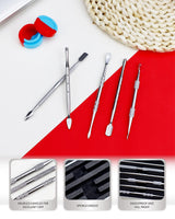 YETOOME 6 Pcs Wax Carving Tool Set with 5 ml Silicone Container and Portable Metal Case, Double-Ended Carving Tool Stainless Steel Wax Sculpting Tools for Wood, Wax, Clay, Pottery, Silver YETOOME