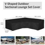 Easy-Going Heavy Duty 600D Patio 100"x100" V-Shaped Sectional Sofa Cover, Waterproof Outdoor Sectional Couch Cover,Lawn Patio Furniture Cover with Air Vent, Black Easy-Going