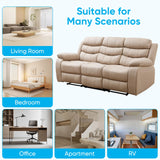 Mjkone Recliner Home Theater Seating, 3 Seater Power Reclining Sofa Chair, Manual Control Recliner Couch with Cup Holders & Flipped Middle Backrest & Table, Modern Couches for Living Room, Beige Mjkone