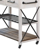 FirsTime & Co. Off-White and Brown Aurora Kitchen Cart, Coffee Bar and Microwave Stand, Island on Wheels with Storage, Wood and Metal, Farmhouse, 31.5 inches FirsTime & Co.