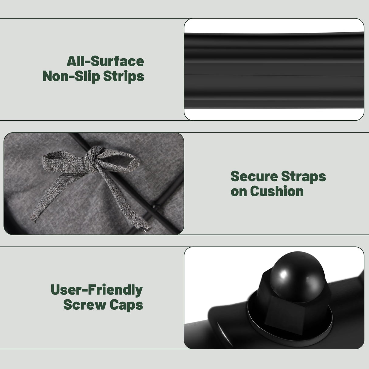 Halituny Outdoor Rocking Chair with Thick Cushion, Comfy Rattan Rocker Egg Chair Indoor with Straps, Patio Rocking Chair 450lbs for Garden, Balcony, Lawn, Backyard, Living Room, Bedroom, Dark Gray Halituny