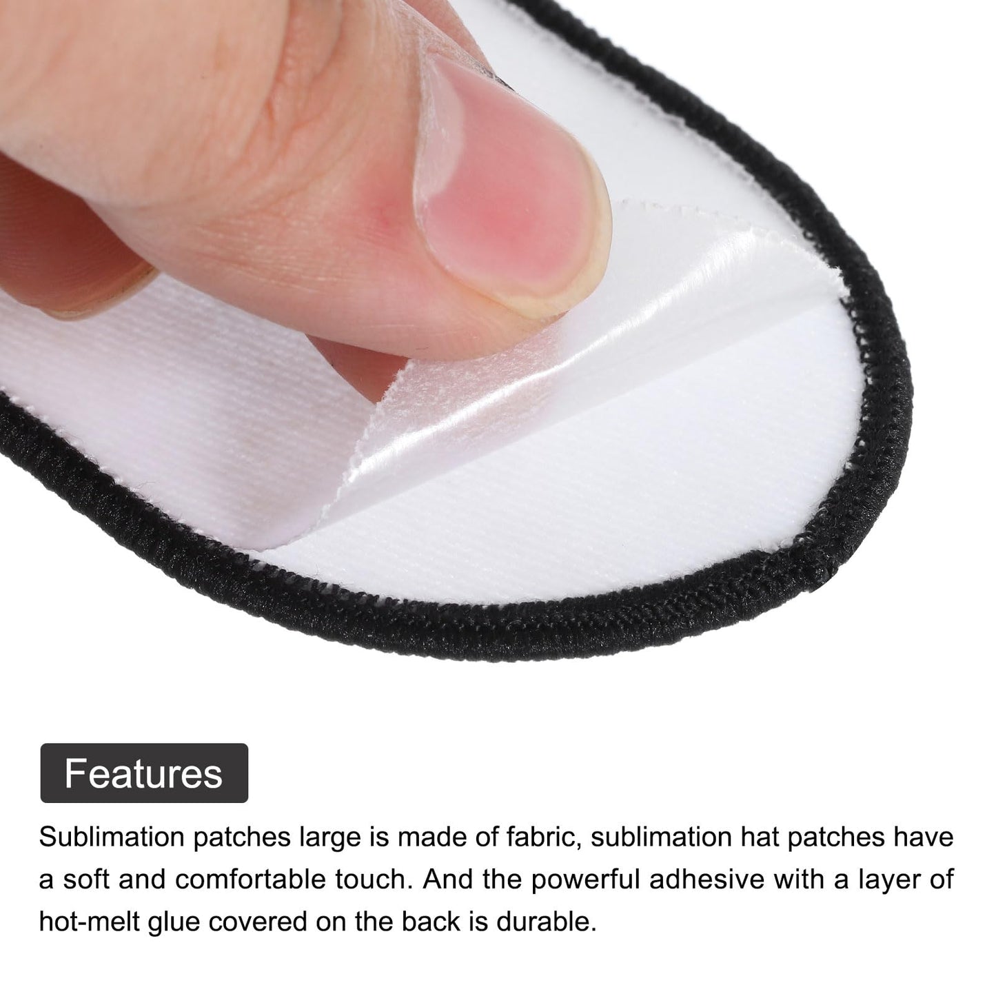 MECCANIXITY 16pcs Sublimation Patch Blank, 2.64 "x2" Fabric Iron-on Blank Heat Transfer Repair Patch for DIY Crafts Caps Clothes Shoes Bags Uniforms, White