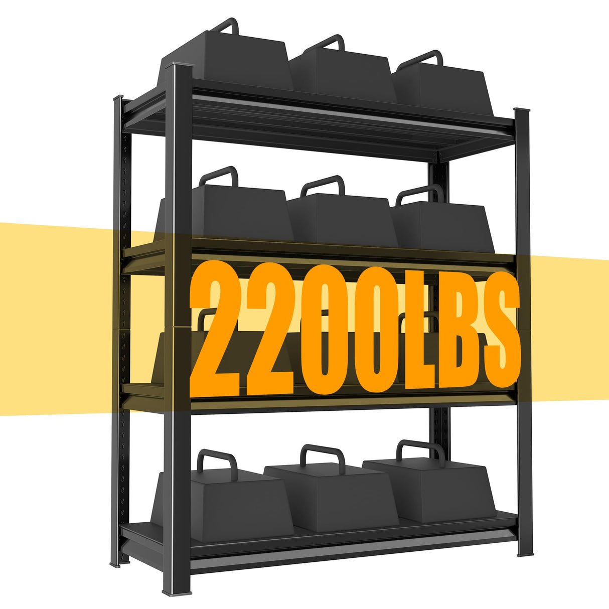 Rufokisa 48" W Garage Shelving Heavy Duty, 2200LBS Loads Adjustable Garage Storage Shelves,4-Tier Metal Storage Racks and Shelving Units, Utility Rack Shelves,48" W x 16" D x 63" H,Black Rufokisa