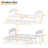 GAOMON Twin Daybed with Trundle, Sturdy Metal Foldable Bed Frame, Metal Double-Sized Sofa Bed, Heavy-Duty Steel Bed Frame, Suitable for Living Rooms, Bedrooms and Guest Rooms, White GAOMON