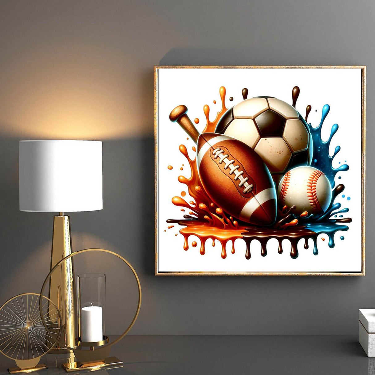 DIY 5D Diamond Art Painting Sport Balls 16x16 Inch for Adults Beginners. Round Full Drill Rhinestone Embroidery for Home Wall Decoration Generic