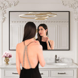LOAAO 55"X36" Black Rectangle Bathroom Mirror Wall, Matte Black Aluminum Alloy Frame, Tempered Glass, Hangs Vertically or Horizontally, Easy to Install LOAAO