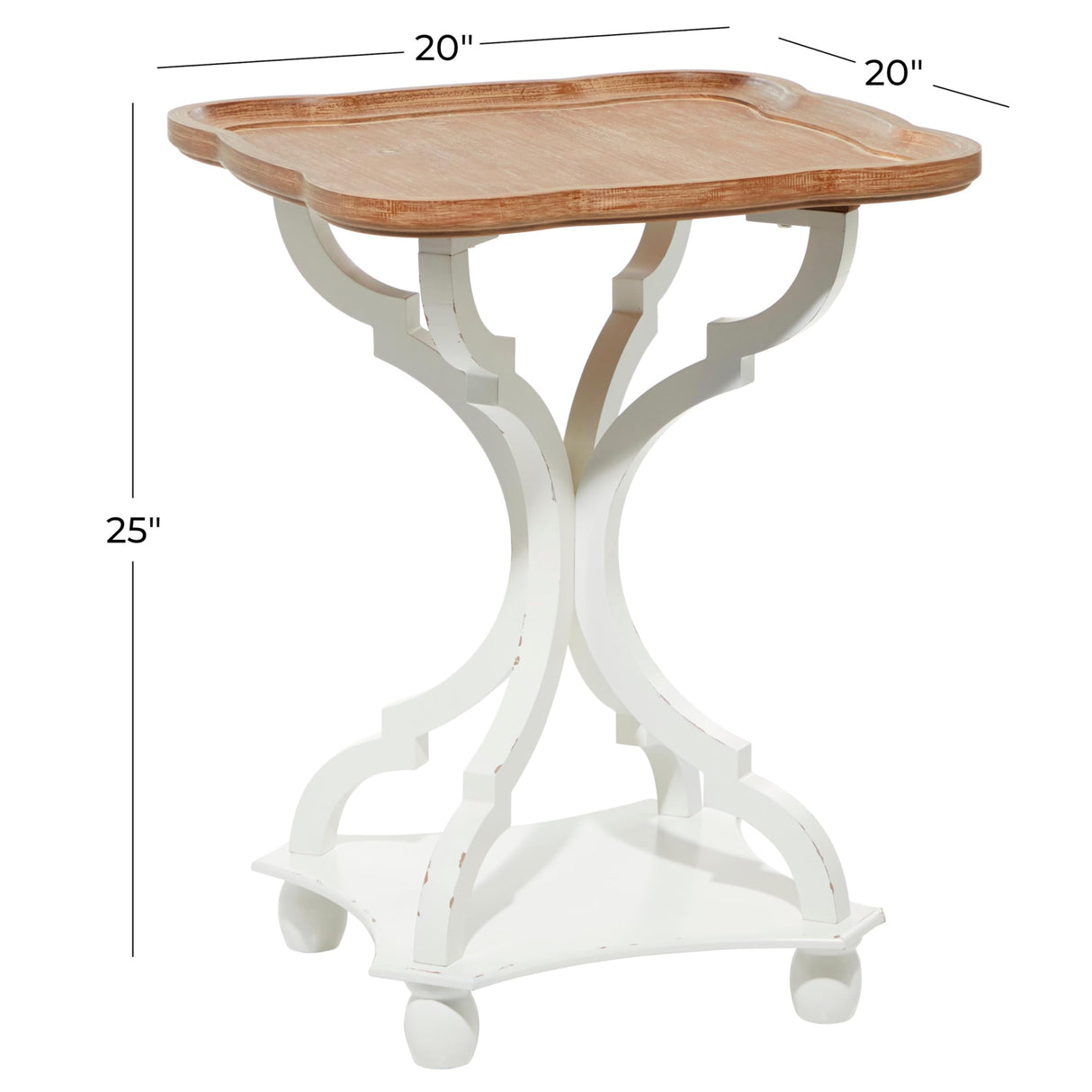 Deco 79 Wooden Side End Accent Table End Table with Brown Wood Top, Side Table 20" x 20" x 25", White Deco 79