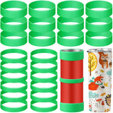 Yoande 24 Pcs Silicone Bands for Sublimation Cups Silicone Bands 2 Size Elastic Heat Resistant Thick Ring Rubber Bands Holder Tumbler Printing Band for Wrapping Cup Prevent Ghosting DIY Craft (Green) Yoande