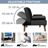 JAMFLY Futon Couch Sofa Bed Convertible, Small Sleeper Sofa Chair Loveseat with Cup Holder for Small Spaces, Living Room, Bedroom, Gameroom, Apartment, Dorm (Black) JAMFLY