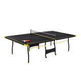 MD Sports Table Tennis Set, Regulation Ping Pong Table with Net, Paddles and Balls (8 Pieces) - Black & Yellow MD Sports