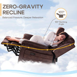 Zero Gravity Power Reclining Loveseat Sofa with Adjustable Headrests, Power Loveseat Recliner with Console, Electric 2-Seater Recliner Couch with Charging Port for Living Room (Velvet, Brown) CALIVIA