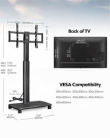 FITUEYES Rolling TV Stand with Power Outlets, Swivel Portable TV Stand for 32-70 Inch LCD LED OLED Flat/Curved Panel Screen TVs,Height Adjustable&Wood Base, Mobile TV cart Holds up to 99Lbs, Black. FITUEYES