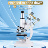 Microscope for Kids，40X-2000X Compound Microscope Mobile Phone Adapter with Microscope Slide Microscope kit for Home School Laboratories for Children Students Herwicm