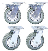 Mateda 8 inch All Swivel Caster Wheels, Heavy Duty 4Pcs Pack Anti-Skid Rubber Swivel Casters with 360 Degree Top Plate (2 with Brakes Lock & 2 Without) Mateda