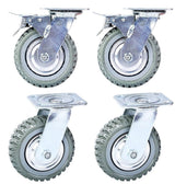 Mateda 6 inch All Swivel Caster Wheels, Heavy Duty 4Pcs Pack Anti-Skid Rubber Swivel Casters with 360 Degree Top Plate (2 with Brakes Lock & 2 without) Cedmon