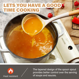 QMVESS Large Silicone Cooking Utensils Set 7 Pcs Heat Resistant Kitchen Utensils Set Food Grade Silicone and Wooden Handles Spatula Soup Ladle Pasta Server Kitchen Scissors BPA Free (Khaki) QMVESS