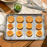 Wildone Baking Sheet & Rack Set [2 Sheets + 2 Racks], Stainless Steel Cookie Pan with Cooling Rack, Size 16 x 12 x 1 Inch, Non Toxic & Heavy Duty & Easy Clean Wildone