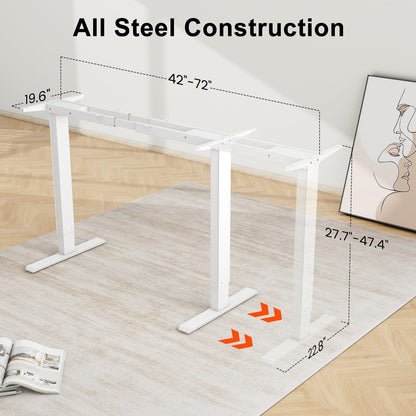 Win Up Time Dual Motor Electric Adjustable Standing Desk Frame, Sit to Stand Desk Frame for 43 to 63 inch Desk Top, Ergonomic Standing Height Adjustable Base, White - WoodArtSupply