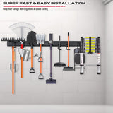 64" Heavy Duty Garage Storage Tool Organizer Wall Mount - Tool Rack with Adjustable Hooks, Anti-Rust, 300lbs Capacity - Easy Installation (4 Racks, 10 Hooks, 3 Straps) SEDY