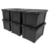 IRIS USA 20 Gallon Lockable Storage Bins with Lids, 6 Pack - Made in USA, Heavy Duty, Stackable Containers, Garage Organizing Bins Moving Tubs, Rugged Sturdy Equipment Utility Box - Black Iris Ohyama
