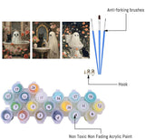 Mrnsiet 3 Pack Ghost Paint by Numbers Kit for Adults, Halloween Ghost Adult Paint by Number Kits on Canvas, Acrylic Bathroom Easy Paint by Numbers for Gift Home Decor 12x16 Inch Mrnsiet