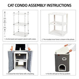 CATBOAT 2-Storey Cat House for Indoor Cats Bed, Covered Beds & Furniture with Scratch Pad and Hideaway Cave, Cute Modern Condo for Multi Small Pet Large Kitten Kitty, Grey CATBOAT
