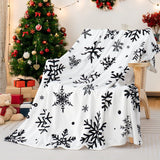 Christmas Snowflake Blanket Ultra Soft Winter Holiday Throw Blanket Xmas Idea Gifts Flannel Fleece Bed Blankets Lightweight Warm Cozy Fuzzy Plush Cabin Throw for Sofa Couch, Black White, 50" X 60" Yersion