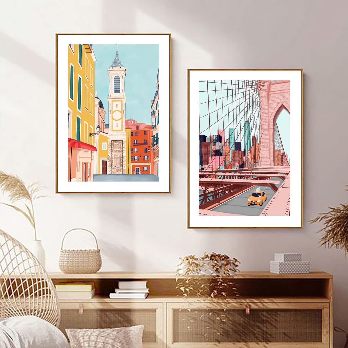 LIULIMI Diamond Painting Kits, DIY 5D World Landscape Diamond Painting Kit, Round Diamond Art Full Diamond Cartoon Style 12 X 16 in (Brooklyn Bridge) LIULIMI